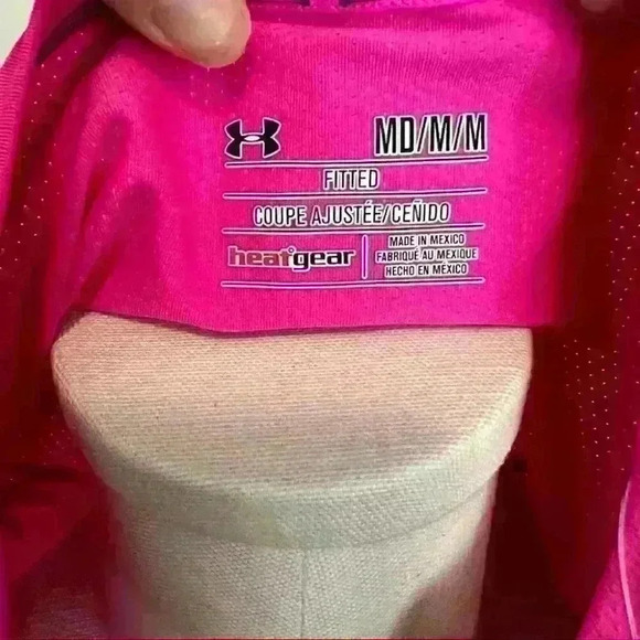 NWT Under Armour Heat Gear V-Neck T-Shirt Hot Pink Carpe Diem Graphic - Picture 11 of 13